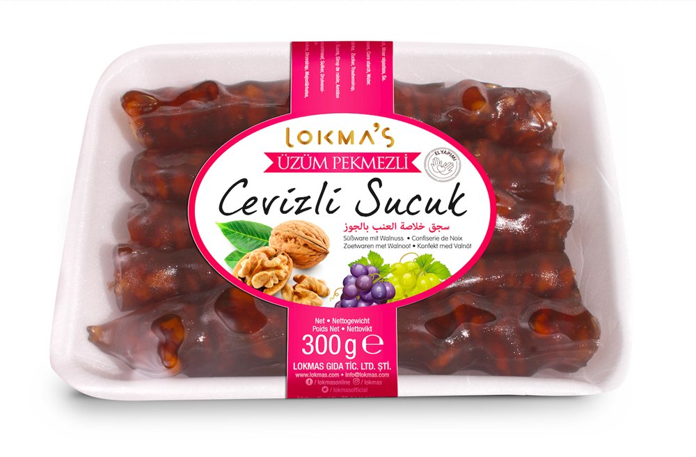 cevizli-sucuk-sade.png Lokmas Walnusswurst 300g - Image 1