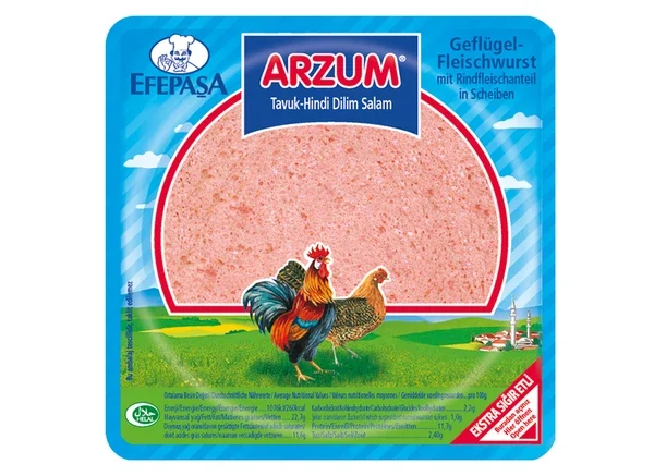 Efepaşa Salam ARZUM Geflügelfleischwurst mit Rindfleischanteil in Scheiben 200g