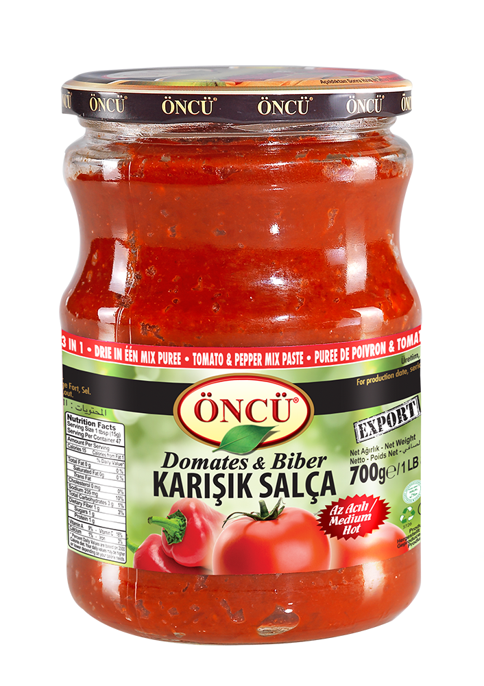 oncu-ucu-bir-arada-karisik-salca-1.png Öncu Drei-in-Eins Tomatenmark 700 g - Image 1